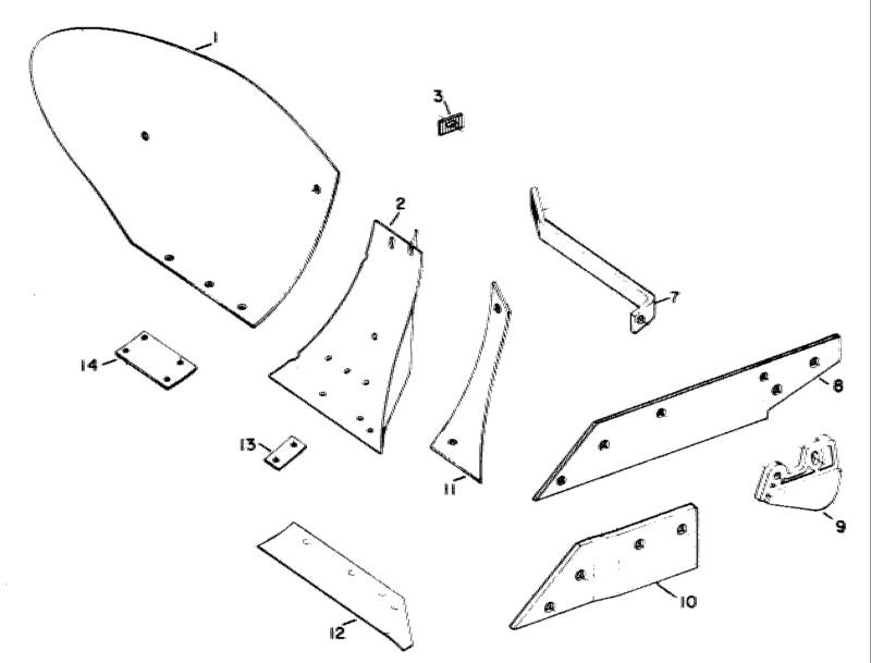 What are the component parts of a moldboard plow?